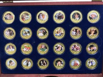 Zaujímavé zbierky medailí pozlatené Zlato Au 999 + swarovsky