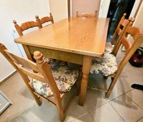 Masívny taliansky rustikálny stôl a stoličky - 1