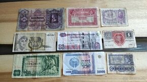 Staré bankovky 9ks