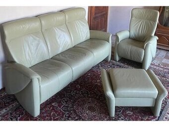 Luxusní moderní kožená sedací souprava 3+1 + taburet, 2706