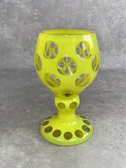 Kalich z vrstveného skla optický dekor Art deco