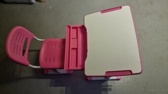 Detsky písací stôl a stolička . Rúžová