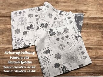 Vianočný Strieborný trblietavý obrus na stôl