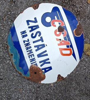 Originál smaltovaná tabuľa zastávka ČSAD