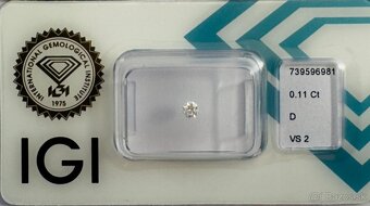 Luxusný prírodný diamant 0,11 ct – Top farba D, certifikát I