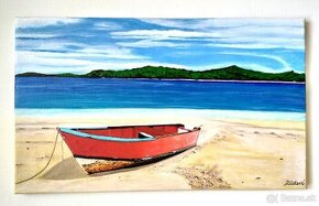 Ručne maľovaný obraz, akrylom na plátno, 30 x 50cm