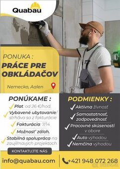 Ponuka práce Nemecko-Obkladač