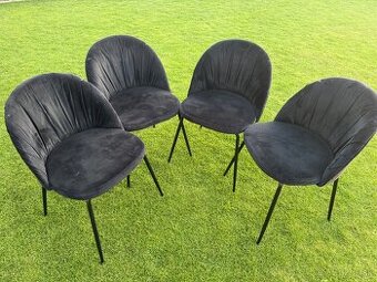 Jedálenske stoličky 4ks, čierny zamat