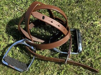 Třmenové řemeny hnědé se třmeny-komplet - 1