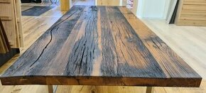 XXL 240cm Masívny drevený stôl- 200rokov staré dubové drevo - 1