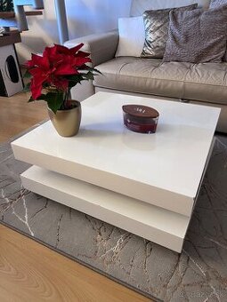 Biely lesklý rozkladací konferenčný stolík