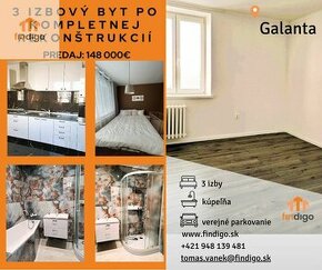 Kompletne prerobený 3-izbový byt na predaj Galanta