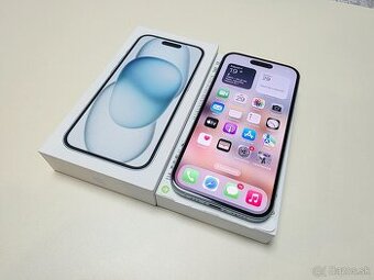 APPLE IPHONE 15 128GB BLUE,TOP STAV,ZÁRUKA