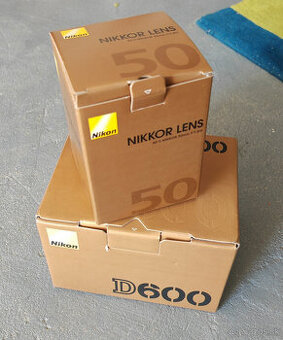Originál krabica na Nikon D600 a 50mm objektív