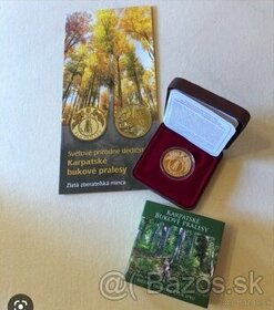 Zlatá zberateľská minca 100€ Karpatské Bukové Pralesy 2015