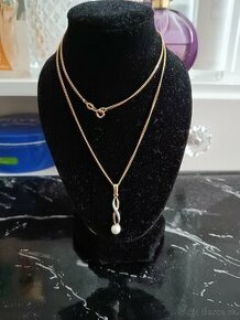 Zlatý prívesok perla kombinované zlato - 1