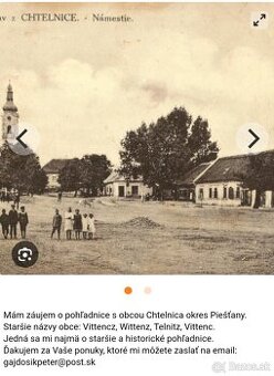 Kúpim pohľadnice obce Chtelnica a Dolný Lopašov