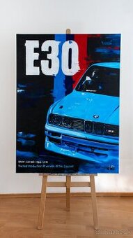 Obraz BMW E30 M3 – ručná akrylová maľba 120x90 cm