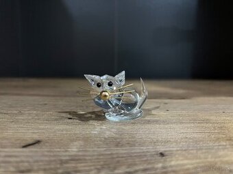 Sklenená figúrka mačka - vintage dekorácia, zberateľský ks