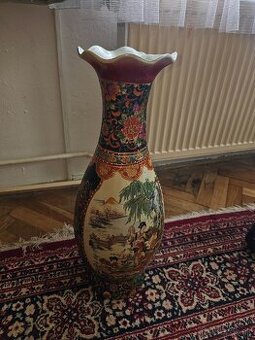 Dekoratívna porcelánová váza 72 cm – ručne maľovaná, orient - 1