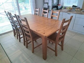 Ikea jedálenský rozťahovací stôl +8stoliciek+podušky