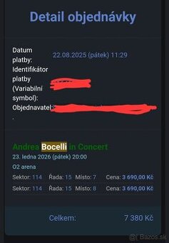 Andrea Bocelli O2 arena Praha