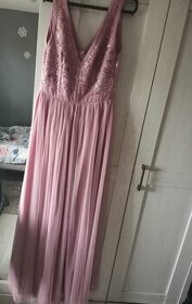 Ružové dlhé spoločenské šaty M