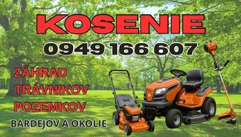 🟢 Kosenie záhrad, trávnikov a pozemkov – Bardejov a okolie