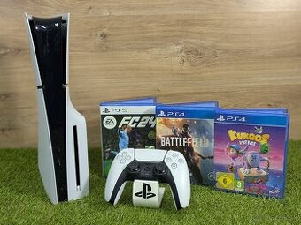 Sony Playstation 5 Slim, mechanika, 1 ovládač, 3 hry