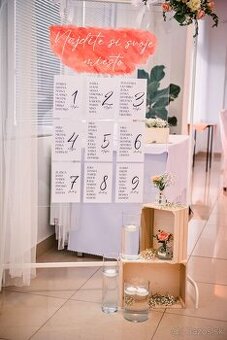 Svadobná výzdoba - zasadací poriadok, uvítaciu tabuľa