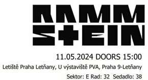 Vstupenka Rammstein Praha 11.5.2024