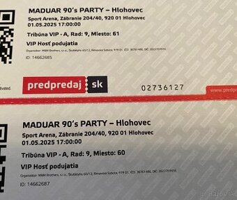 VIP vstupenky MADUAR 90’ s PÁRTY