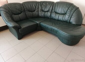 Kožená rohová sedacia súprava - TOP STAV, PRAVÁ KOŽA
