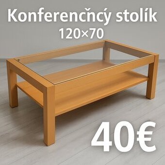 Konferenčný stolík so sklenenou doskou
