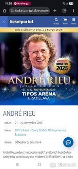 Predam 2ks vstupeniek na Andre Rieu 22.11.