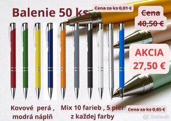 Kovové guľôčkové perá , balenie 50 ks , mix 10 farieb
