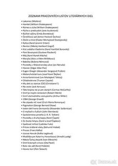 Pracovné listy literárnych diel k maturite (oficiálné)