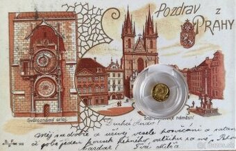 Zlatá proof minca Praha - Staromestský orloj