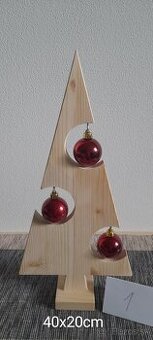 Drevené dekorácie, vianočný stromček - 1