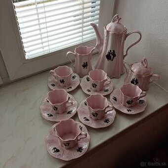 Kávová súprava ružový porcelán Oľga