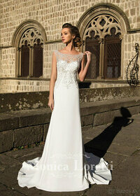 Svadobné šaty 40 elegantné nádherný "čipkovaný" chrbát