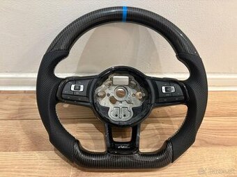 VOLANT RLINE GTD GTI KOZENY / KARBON / BIELE ŠITIE modrý LEM