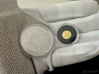 IN MEMORIAM Pápež František 1oz Ag a 0,5g Au mince