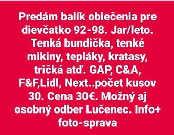 Balík oblečenia pre dievčatko