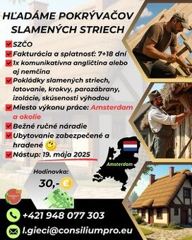 Hľadáme pokrývačov slamených striech.