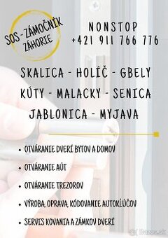 SOS ZÁMOČNÍK ZÁHORIE - núdzové otváranie dverí