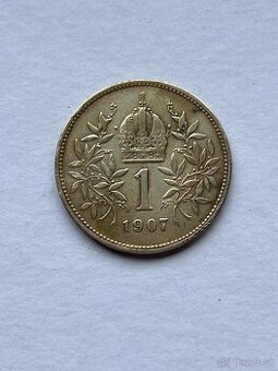 Predám vzácnu 1 korunu 1907 bz