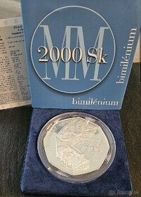 Strieborna zberatelska minca-2000Sk Bimilenium