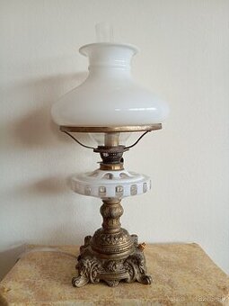 Luxusná starožitná bronzová petrolejová lampa 44cm
