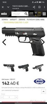 Airsoft plynovka Tokyo Marui FN5-7 – málo používaná
